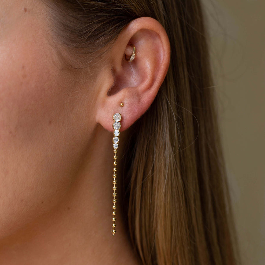 Beveled Diamond Beaded Drop Earrings