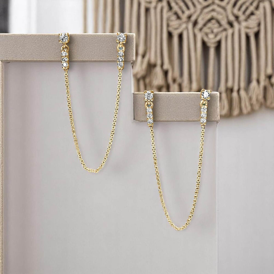 Drop em' Like They're Hot Diamond Chain Earrings
