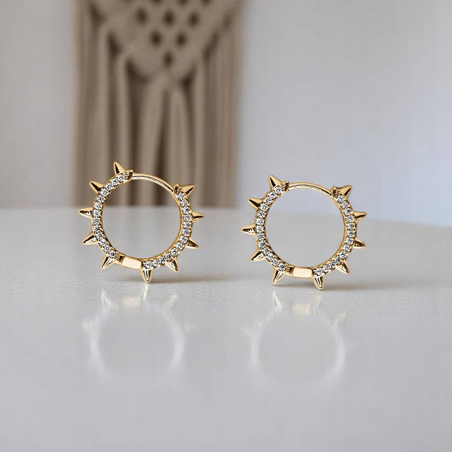 Diamond Spike Hoop Earrings