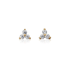 3 Leaf Diamond Stud Earrings
