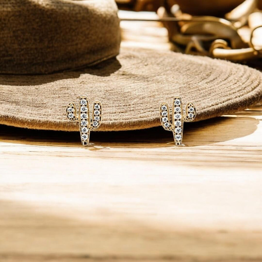 Diamond Cactus Stud Earrings