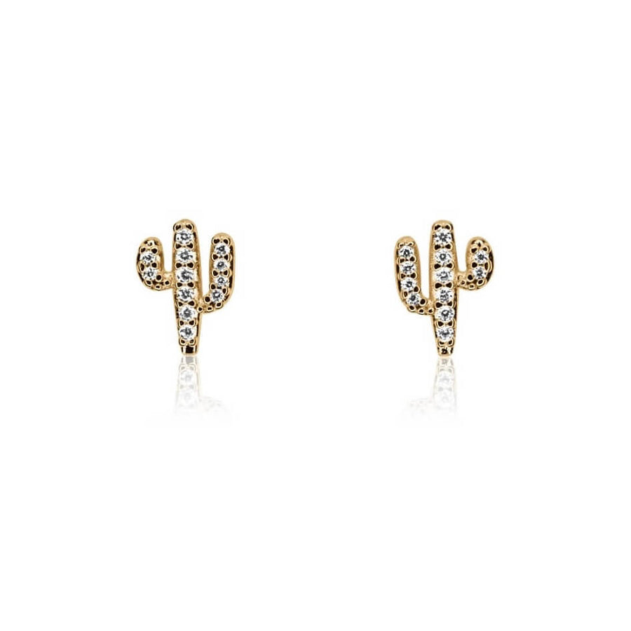 Diamond Cactus Stud Earrings