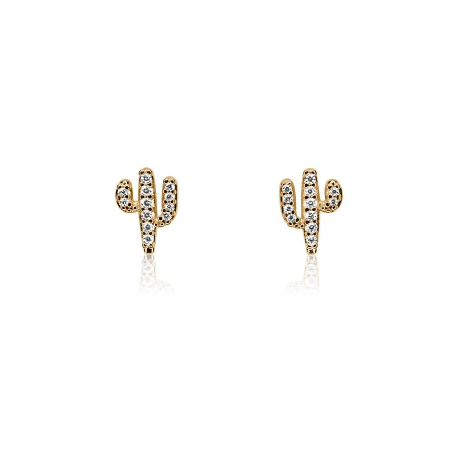 Diamond Cactus Stud Earrings
