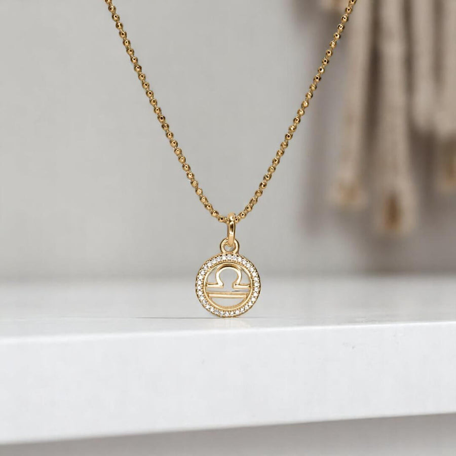Libra Mini Diamond Zodiac Necklace