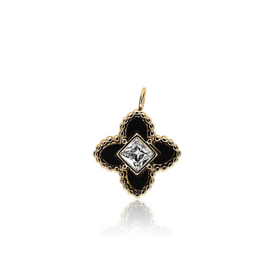 Black Diamond Lotus Flower Necklace