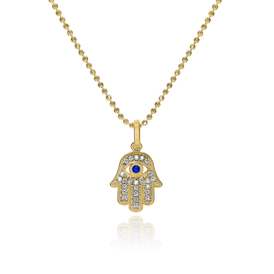 Sapphire Hamsa Pendant Necklace