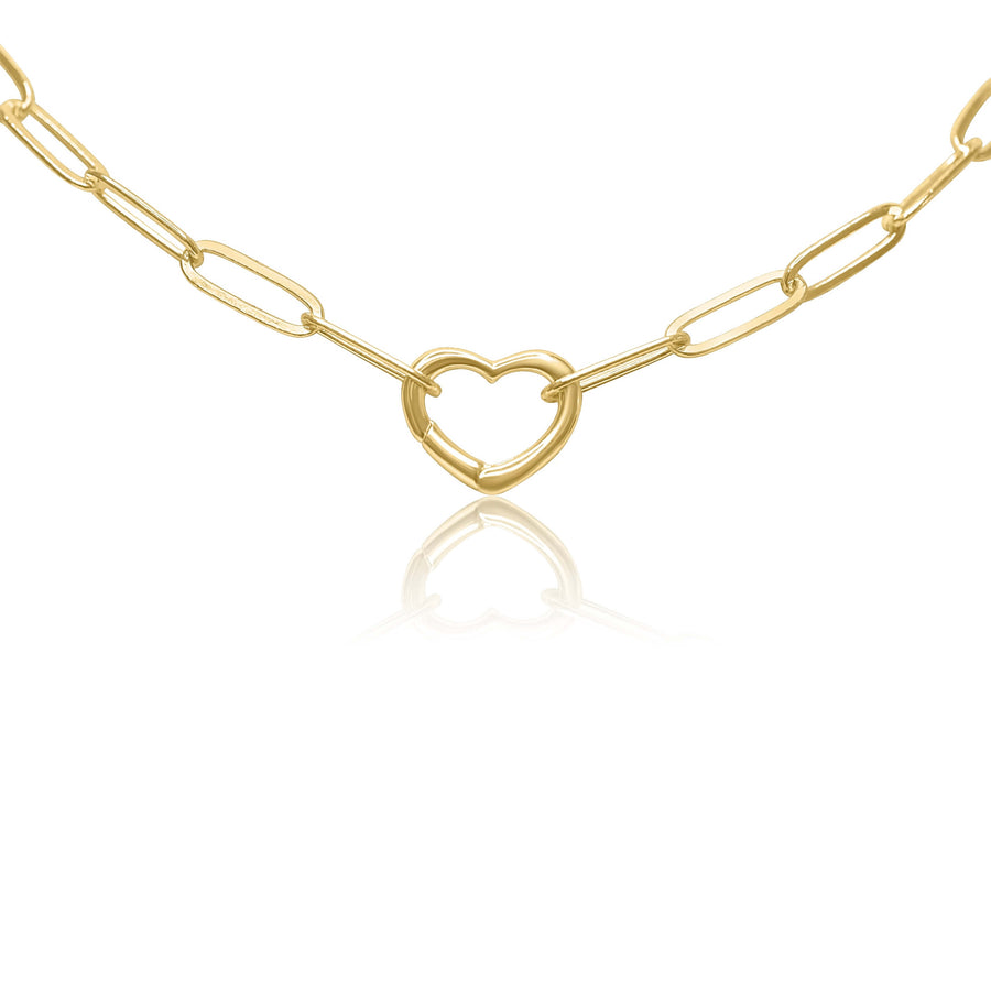 Front Clasp Heart Paperclip Chain Necklace