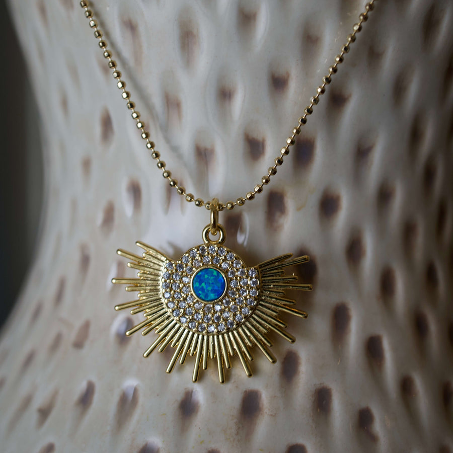 Turquoise Opal Sunburst Necklace