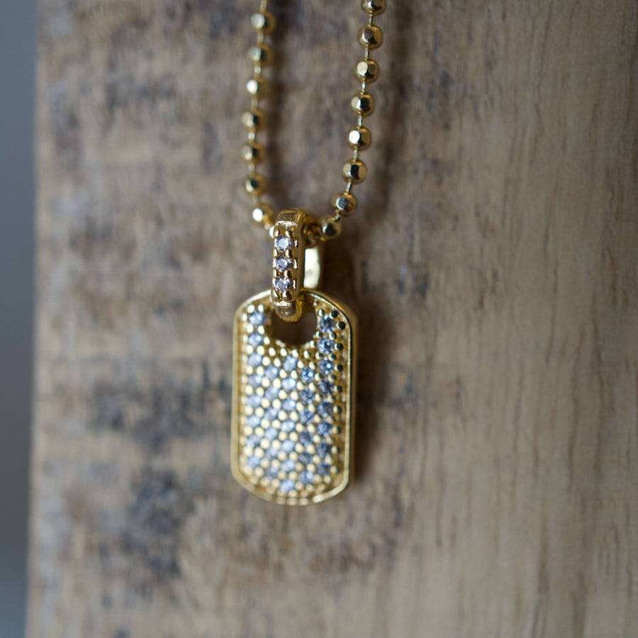 Mini Diamond Dog Tag Necklace