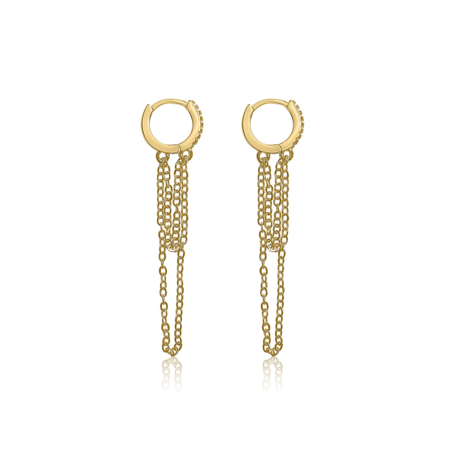 Diamond Clicker Double Chain Earrings