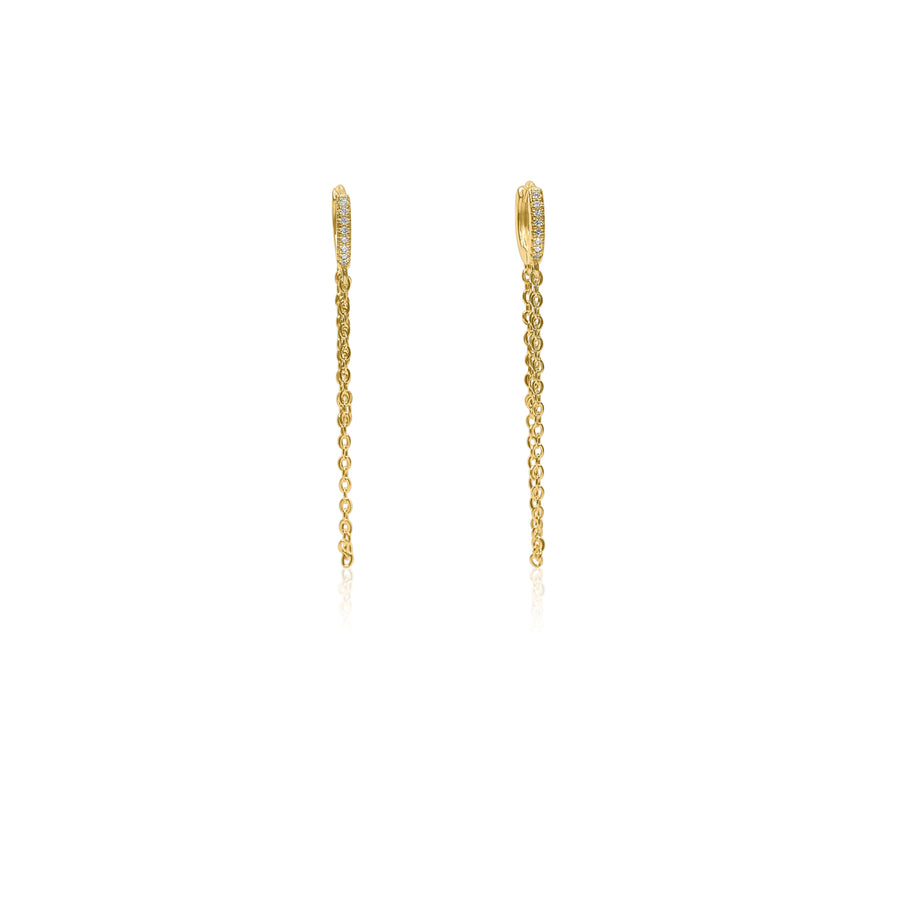 Diamond Clicker Double Chain Earrings