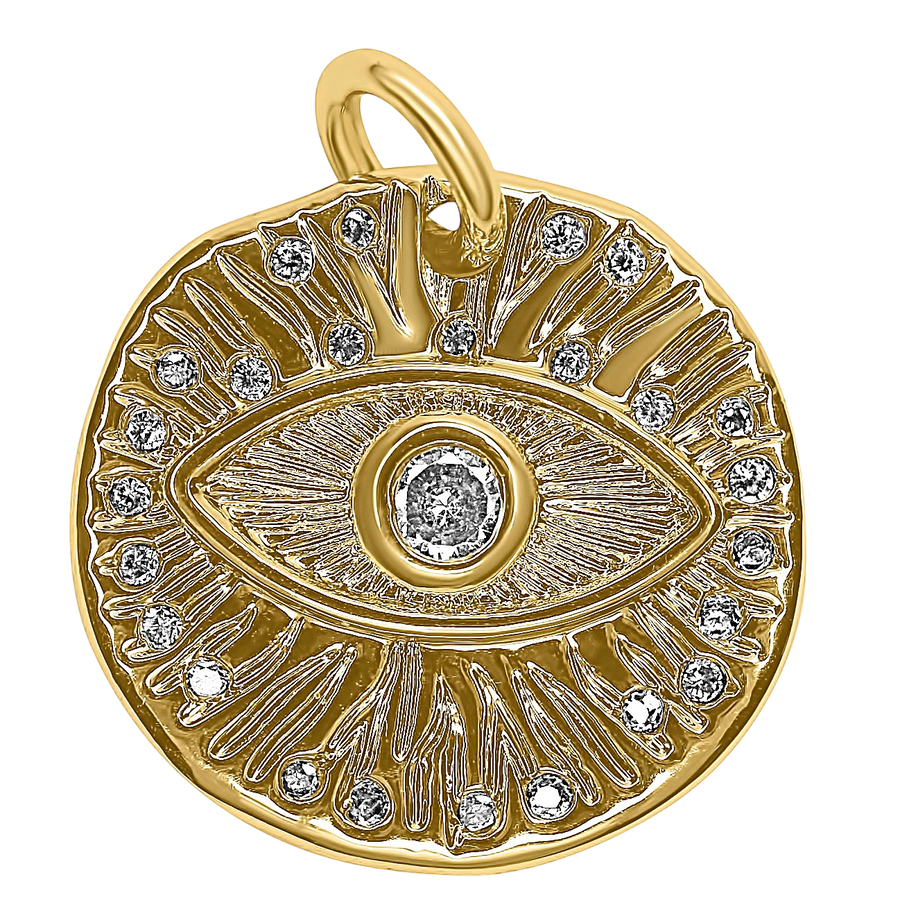 Diamond Evil Eye Coin Pendant Large Charm
