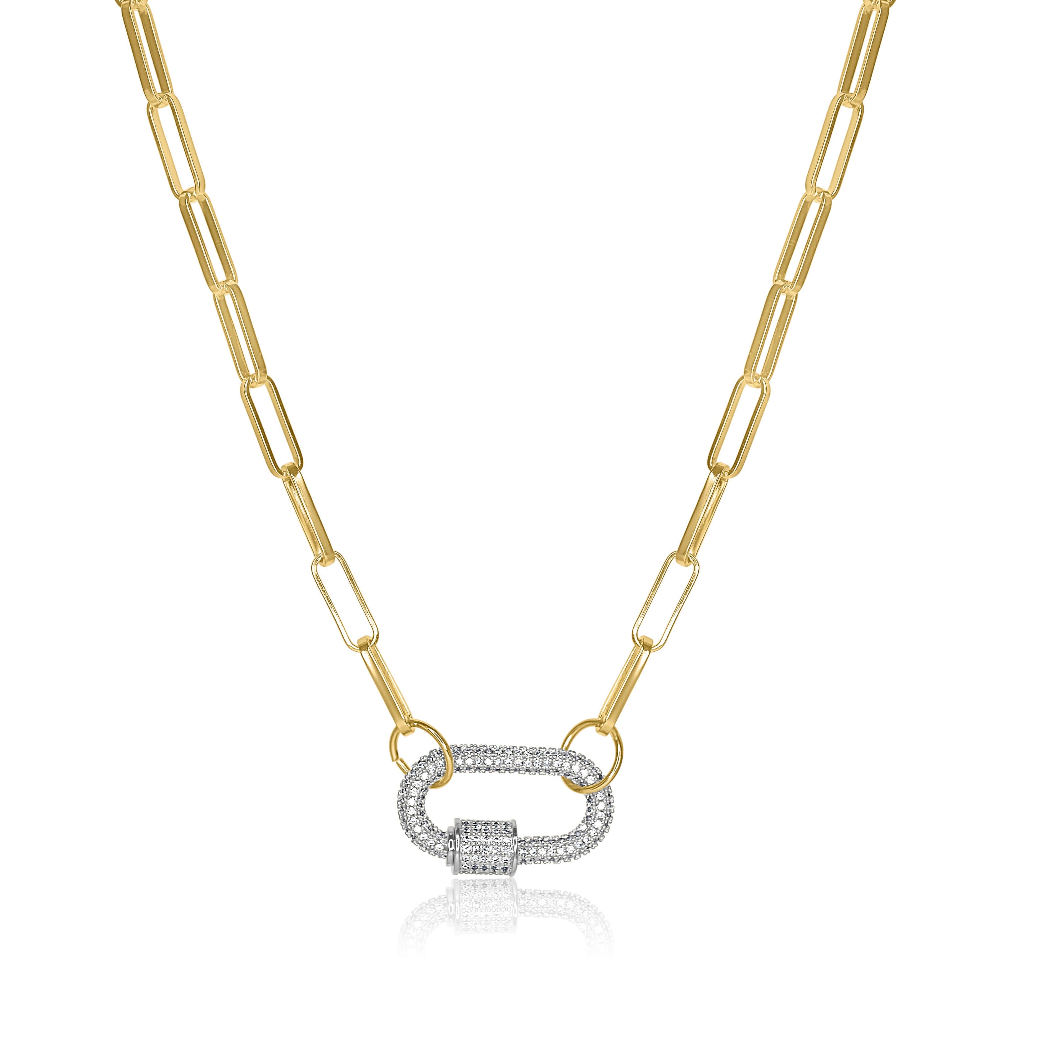 Diamond Screw Carabiner Paperclip Chain Necklace – Nomie