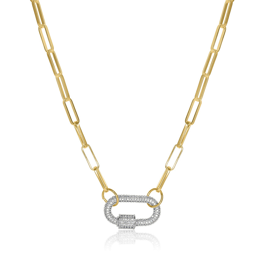 Diamond Screw Carabiner Paperclip Chain Necklace