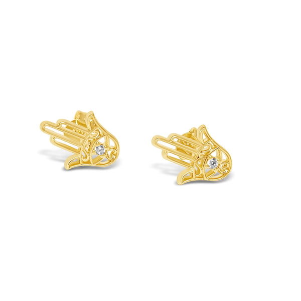 18K Gold Plated Hamsa Earrings Threader Hamsa Earrings Aretes De