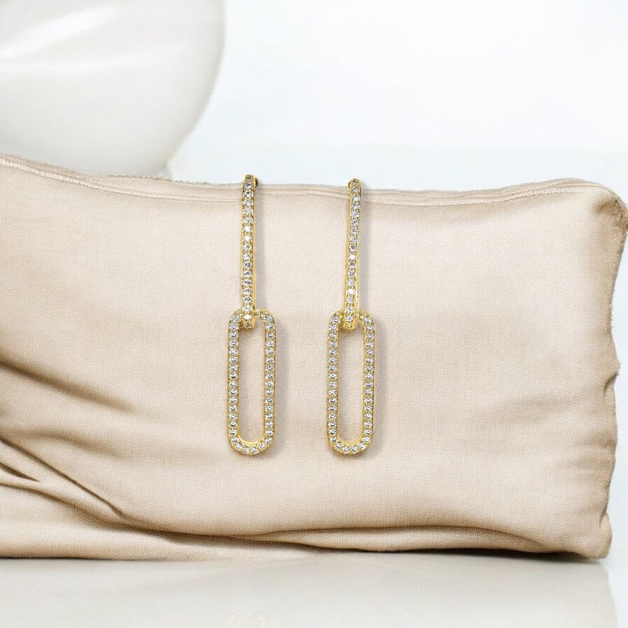 Diamond Paperclip Chain Earrings