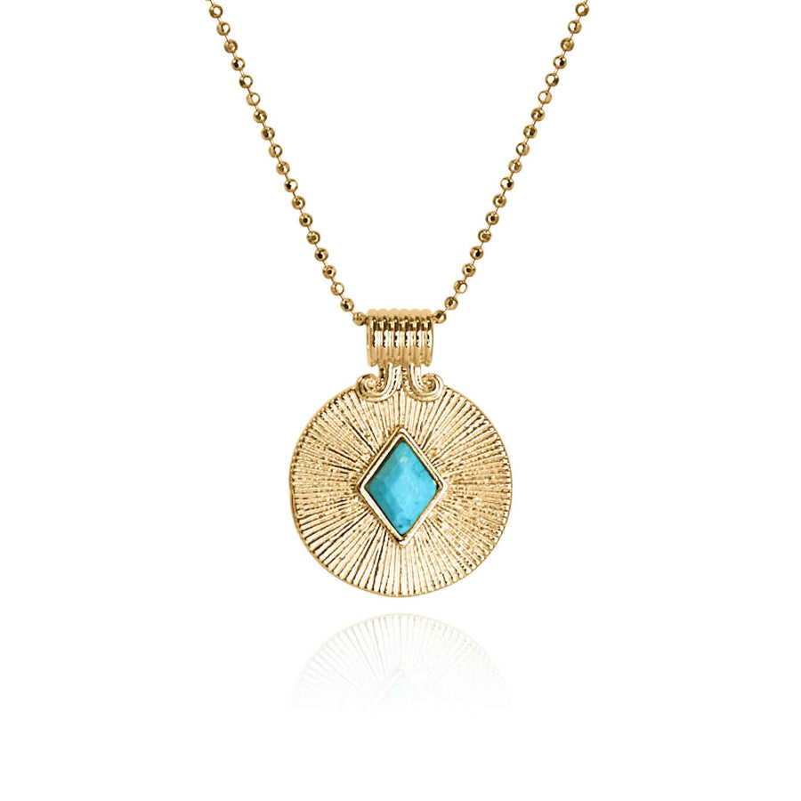 Radiant Diamond Turquoise Pendant Necklace