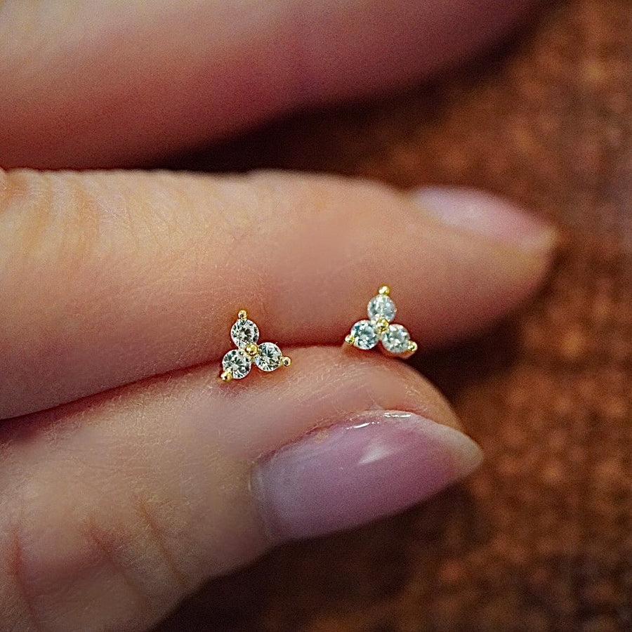 3 Leaf Diamond Stud Earrings