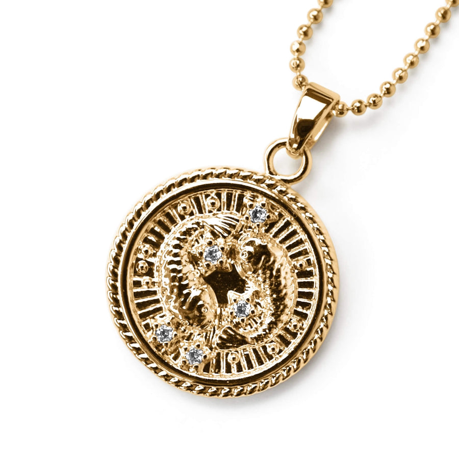 Pisces Zodiac Coin Necklace