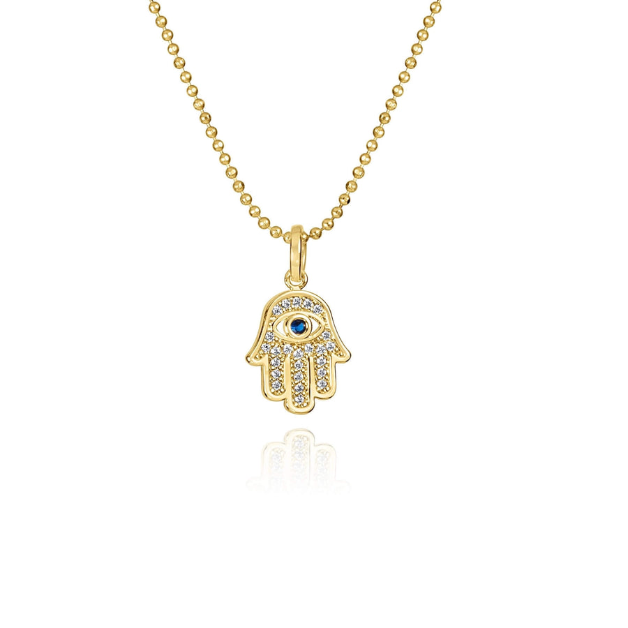 Sapphire Hamsa Pendant Necklace
