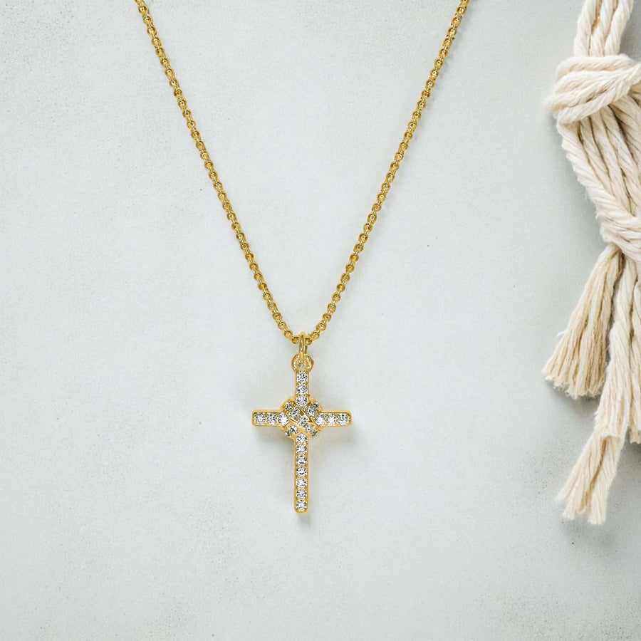 Criss Cross Diamond Cross Necklace