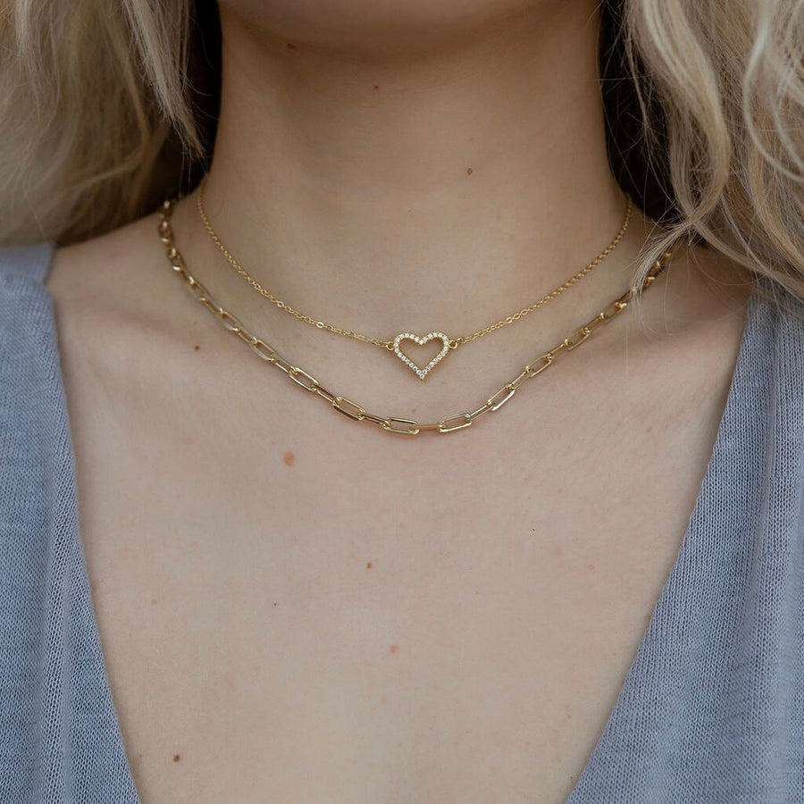 Diamond Heart Choker Necklace